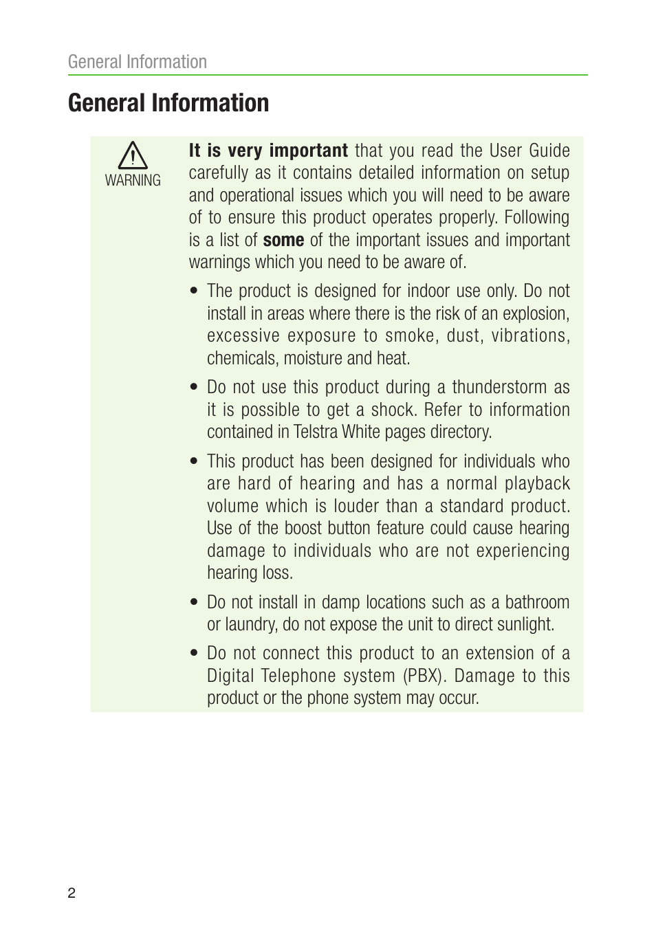 General information | Oricom AMPLIFIED DIGITAL ANSWERING SYSTEM AM900 User Manual | Page 4 / 20