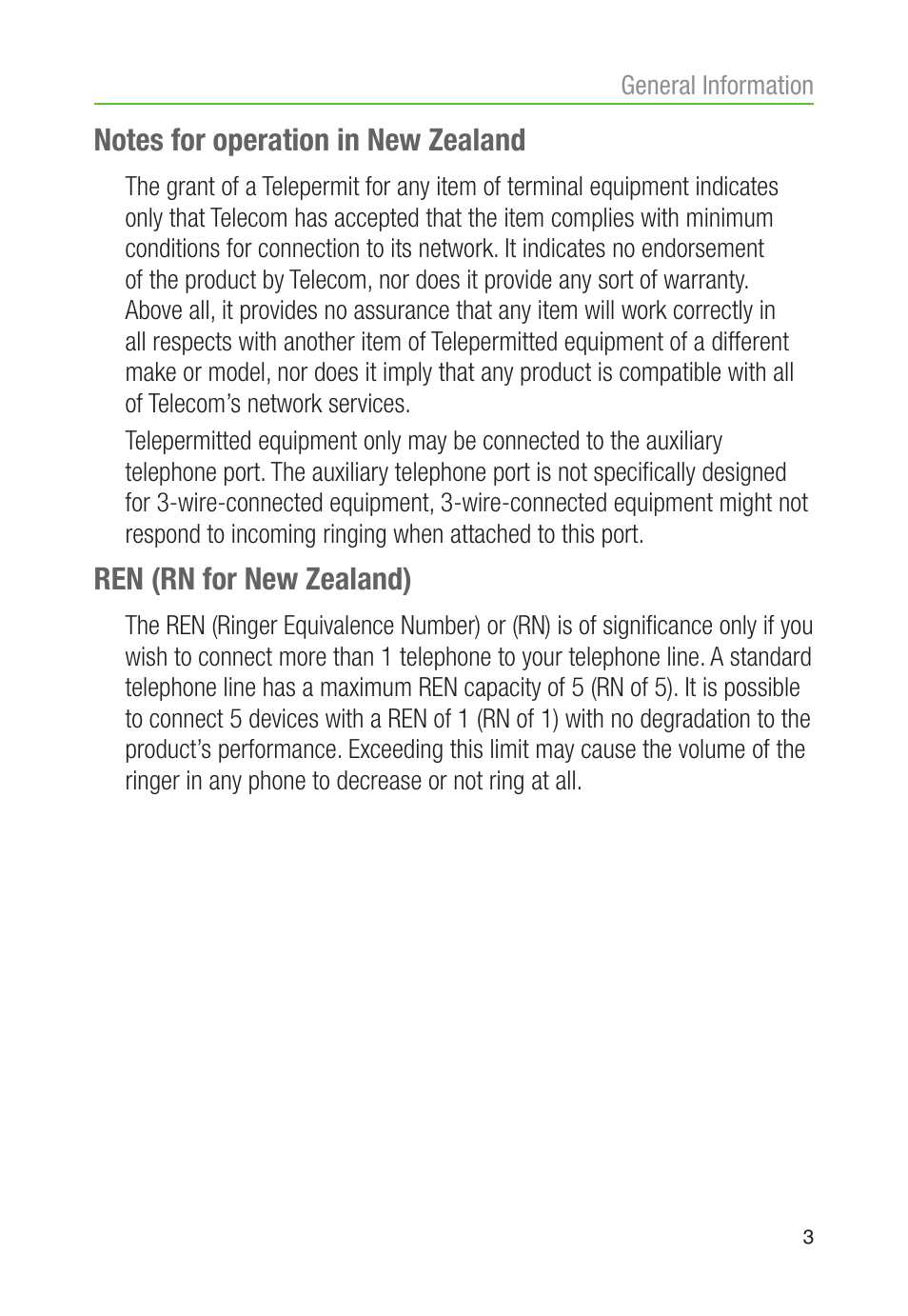 Ren (rn for new zealand) | Oricom AMPLIFIED DIGITAL ANSWERING SYSTEM AM900 User Manual | Page 5 / 20