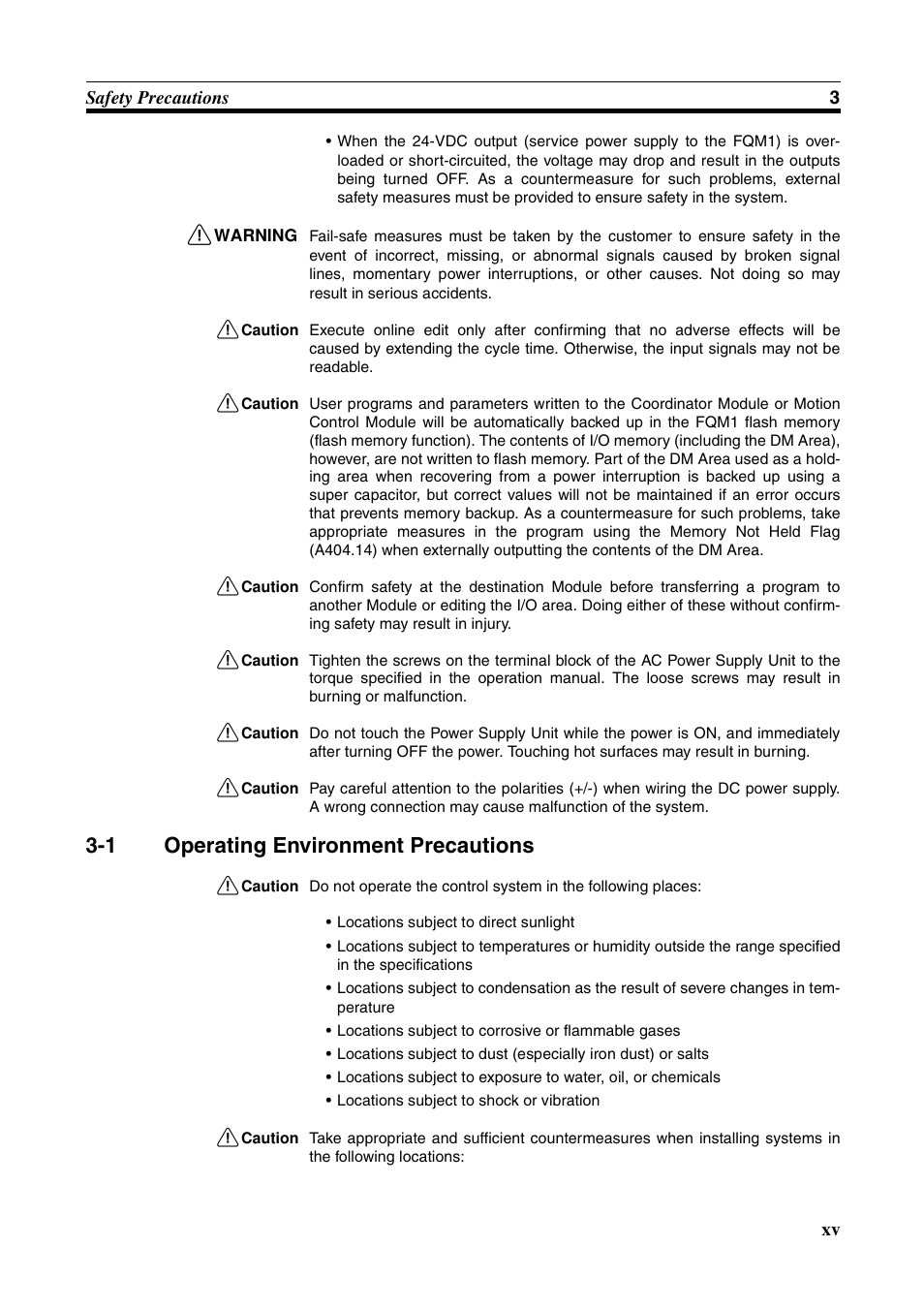 1 operating environment precautions | Omron HOME SECURITY SYSTEM - MOTION SENSOR FQM1-MMA21 User Manual | Page 14 / 414