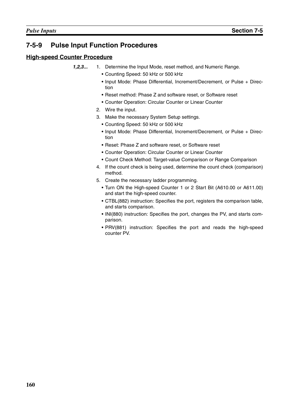 5-9 pulse input function procedures, Pulse input function procedures | Omron HOME SECURITY SYSTEM - MOTION SENSOR FQM1-MMA21 User Manual | Page 183 / 414