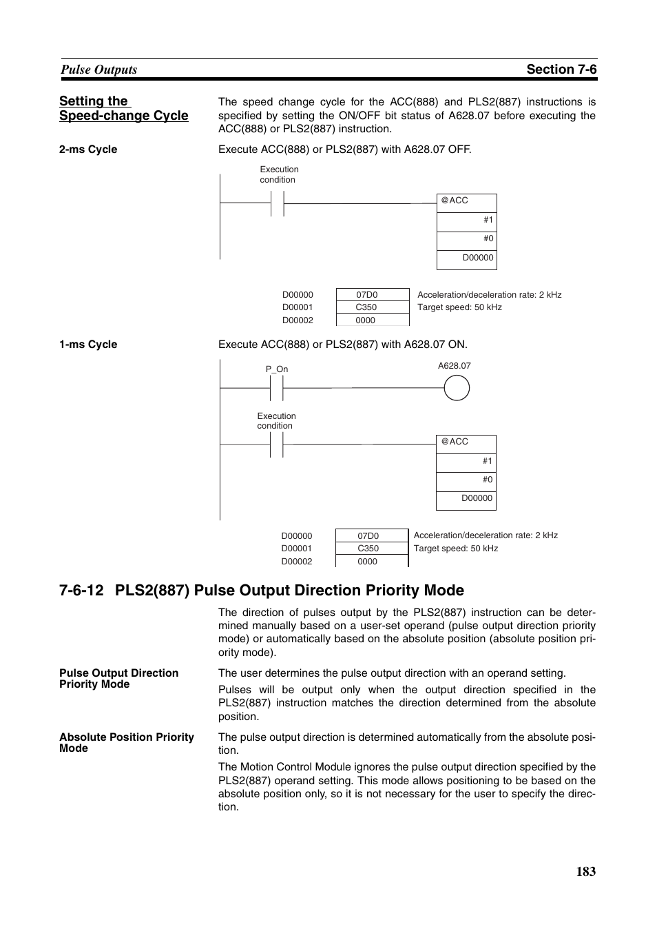 Pls2(887) pulse output direction priority mode | Omron HOME SECURITY SYSTEM - MOTION SENSOR FQM1-MMA21 User Manual | Page 206 / 414