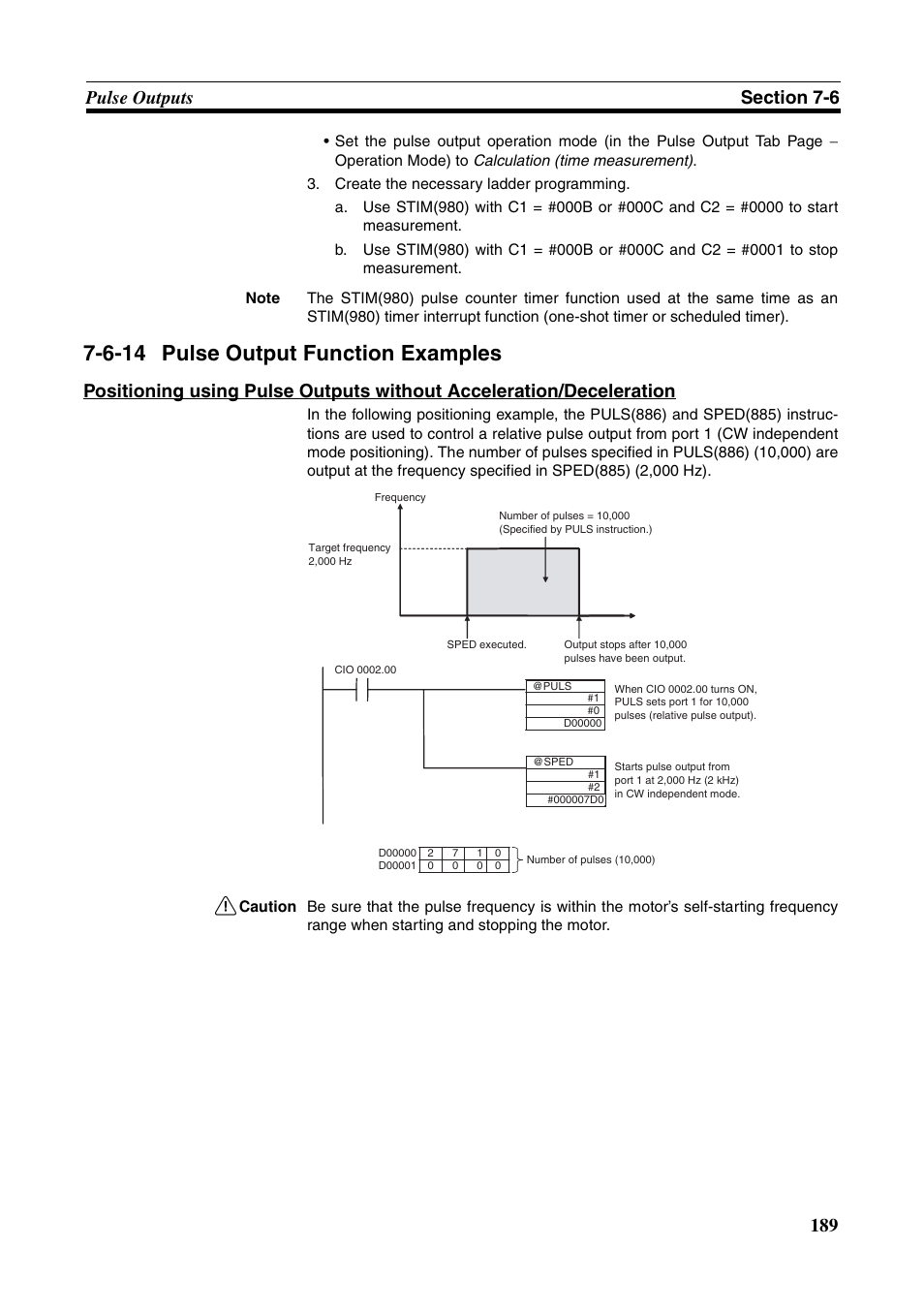 6-14 pulse output function examples, Pulse output function examples | Omron HOME SECURITY SYSTEM - MOTION SENSOR FQM1-MMA21 User Manual | Page 212 / 414