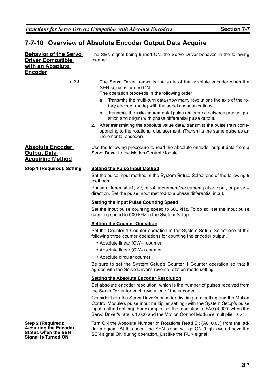 Overview of absolute encoder output data acquire | Omron HOME SECURITY SYSTEM - MOTION SENSOR FQM1-MMA21 User Manual | Page 230 / 414