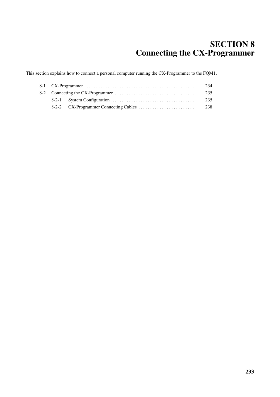 Section 8 connecting the cx-programmer | Omron HOME SECURITY SYSTEM - MOTION SENSOR FQM1-MMA21 User Manual | Page 256 / 414