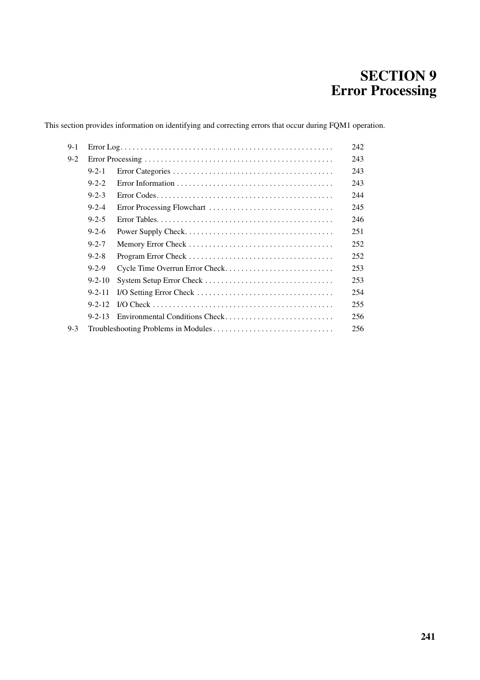 Section 9 error processing | Omron HOME SECURITY SYSTEM - MOTION SENSOR FQM1-MMA21 User Manual | Page 264 / 414