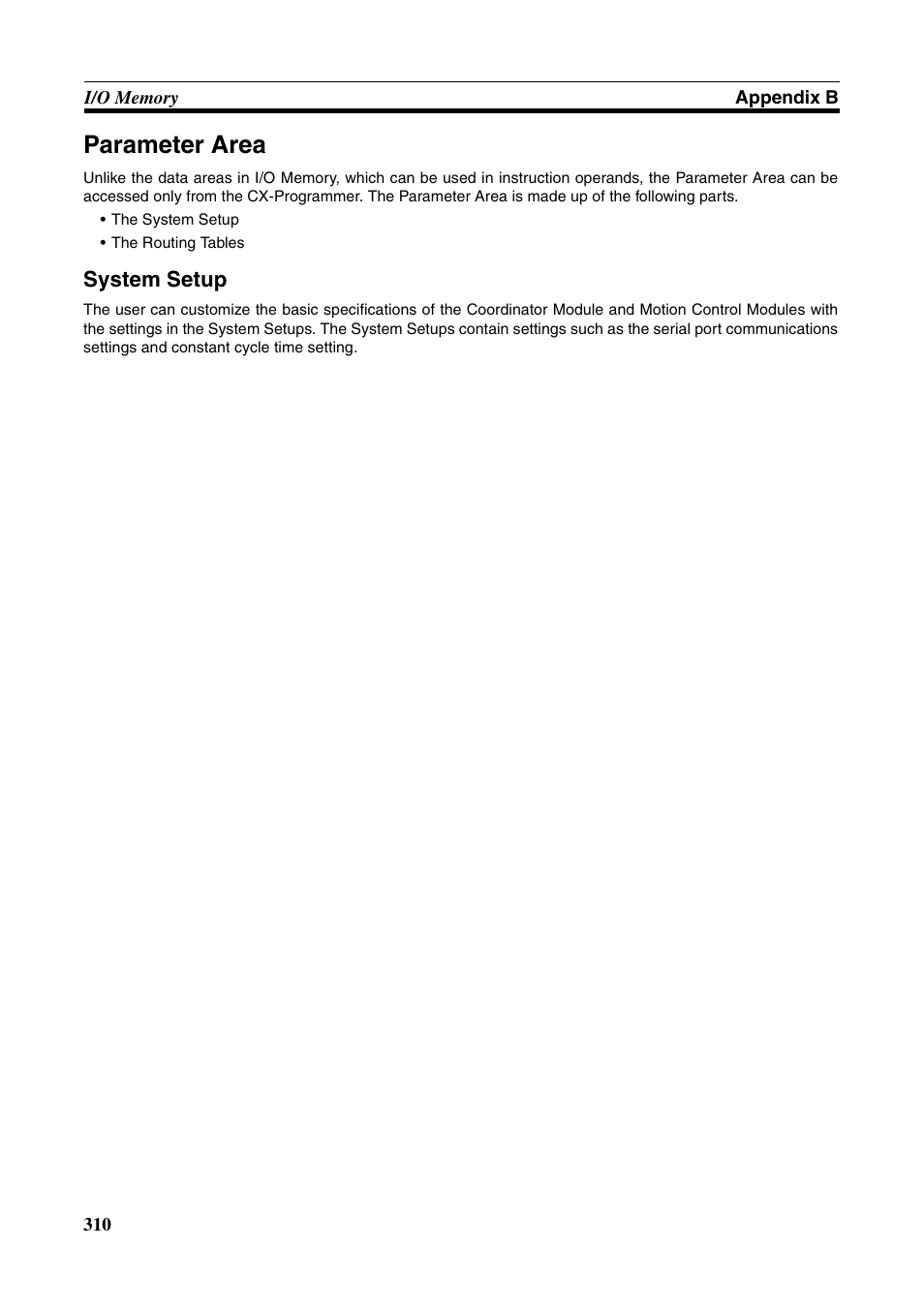 Parameter area, System setup | Omron HOME SECURITY SYSTEM - MOTION SENSOR FQM1-MMA21 User Manual | Page 333 / 414