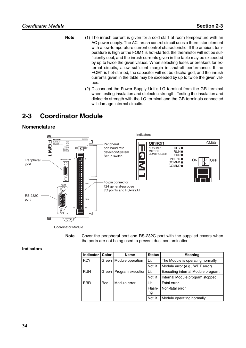 3 coordinator module, Coordinator module, 3 coordinator module f | Nomenclature | Omron HOME SECURITY SYSTEM - MOTION SENSOR FQM1-MMA21 User Manual | Page 57 / 414