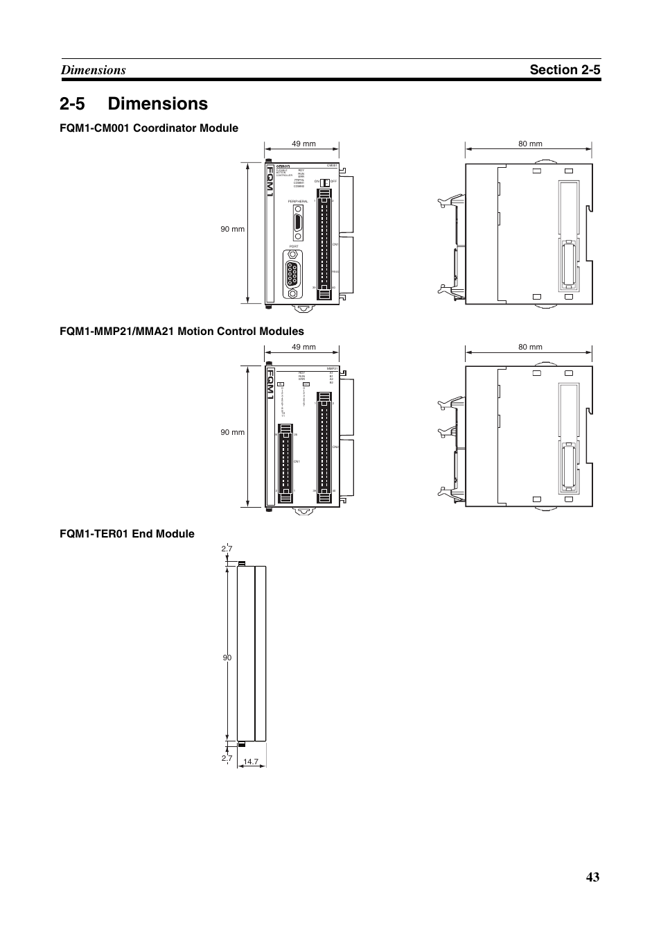 5 dimensions, Dimensions | Omron HOME SECURITY SYSTEM - MOTION SENSOR FQM1-MMA21 User Manual | Page 66 / 414