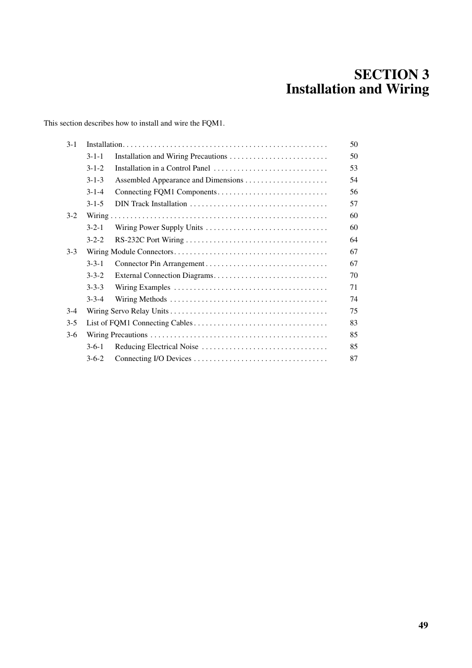 Section 3 installation and wiring | Omron HOME SECURITY SYSTEM - MOTION SENSOR FQM1-MMA21 User Manual | Page 72 / 414