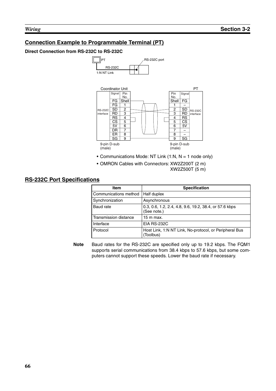 Rs-232c port specifications | Omron HOME SECURITY SYSTEM - MOTION SENSOR FQM1-MMA21 User Manual | Page 89 / 414
