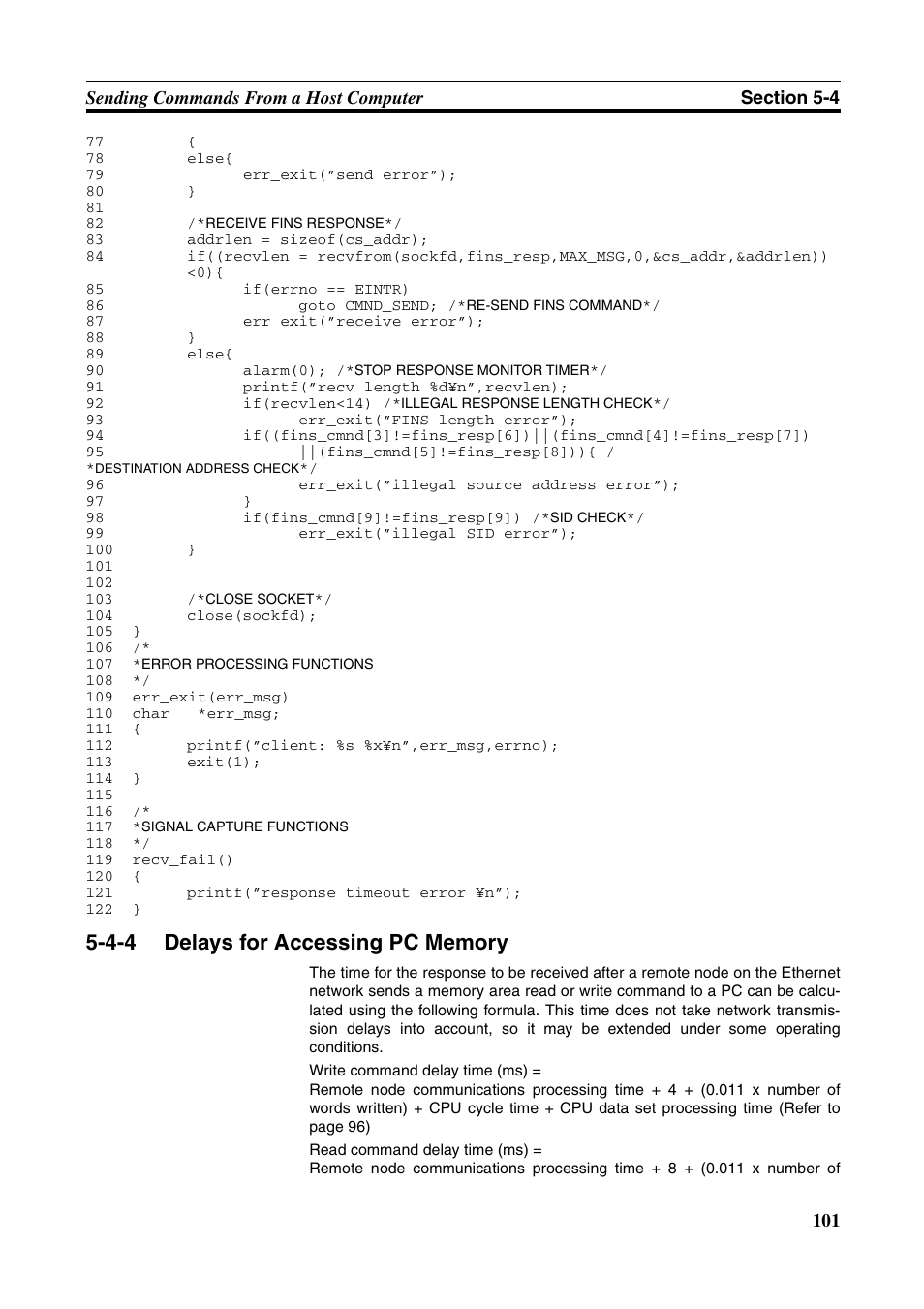 4-4 delays for accessing pc memory, Delays for accessing pc memory | Omron W343-E1-07 User Manual | Page 122 / 317