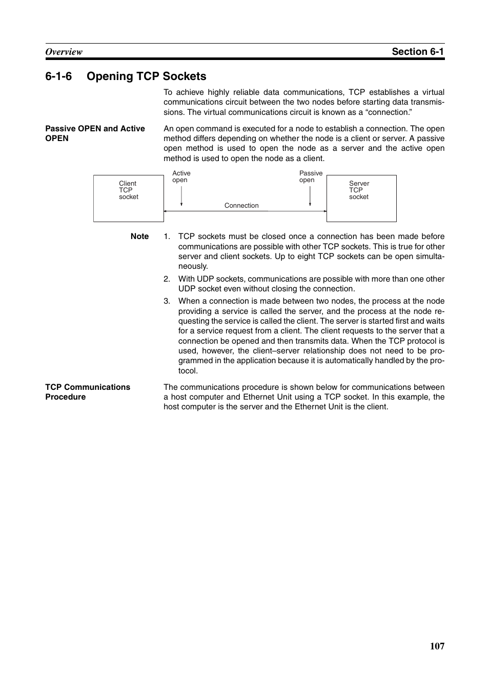 1-6 opening tcp sockets, Opening tcp sockets | Omron W343-E1-07 User Manual | Page 128 / 317