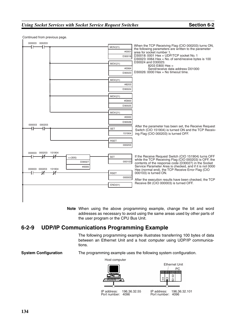 2-9 udp/ip communications programming example, Udp/ip communications programming example | Omron W343-E1-07 User Manual | Page 155 / 317