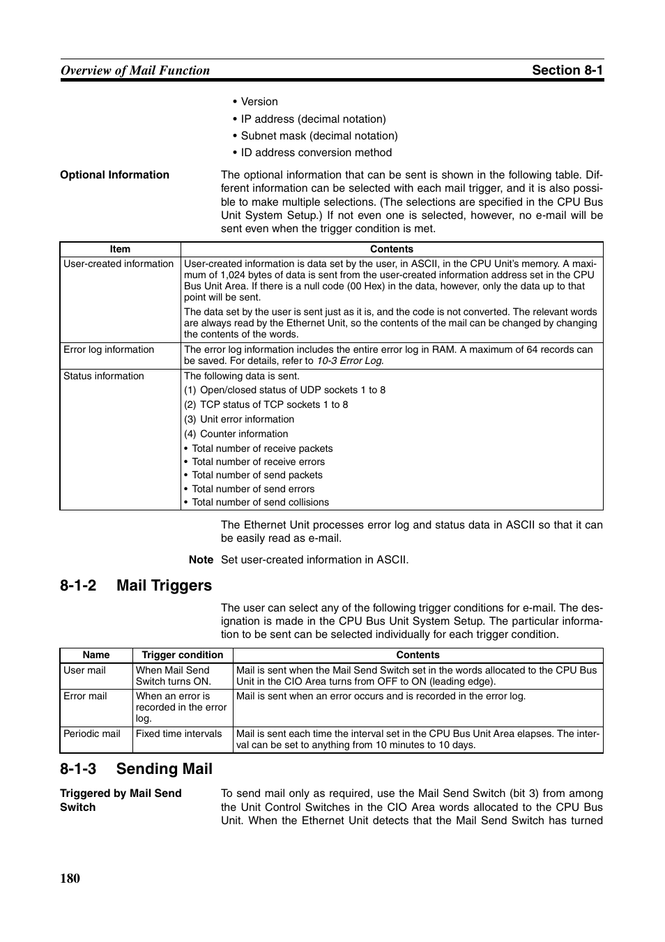 1-2 mail triggers, 1-3 sending mail, 1-3 send- ing mail | Mail triggers, Sending mail | Omron W343-E1-07 User Manual | Page 201 / 317
