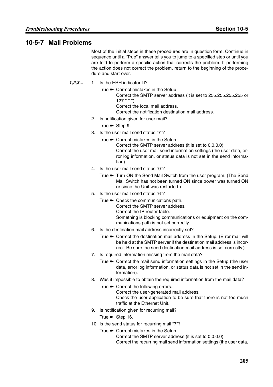 5-7 mail problems, Mail problems | Omron W343-E1-07 User Manual | Page 226 / 317