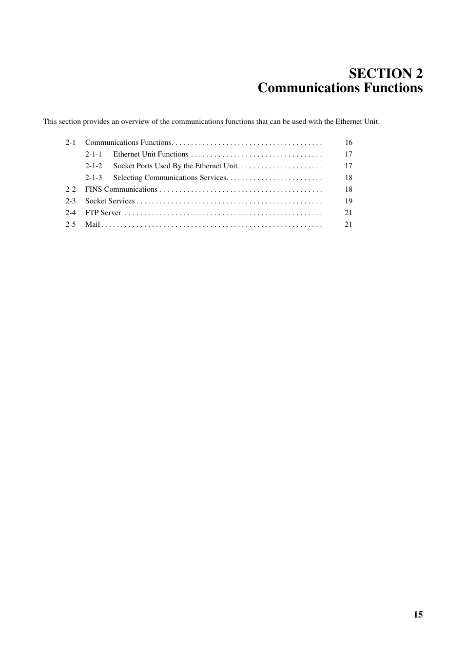 Section 2 communications functions | Omron W343-E1-07 User Manual | Page 36 / 317