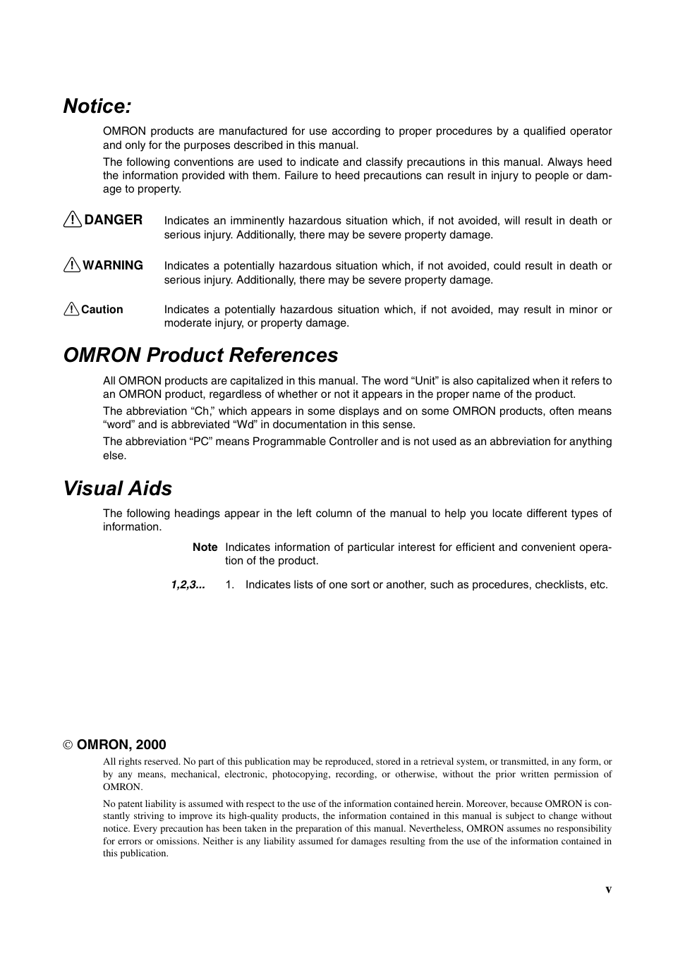 Notice, Omron product references, Visual aids | Omron W343-E1-07 User Manual | Page 4 / 317