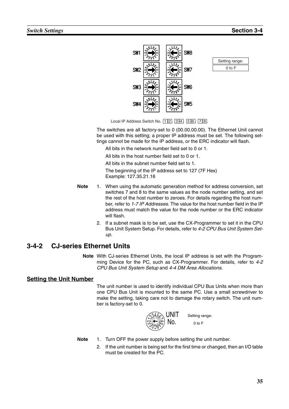 4-2 cj-series ethernet units, Cj-series ethernet units, Unit no | Omron W343-E1-07 User Manual | Page 56 / 317