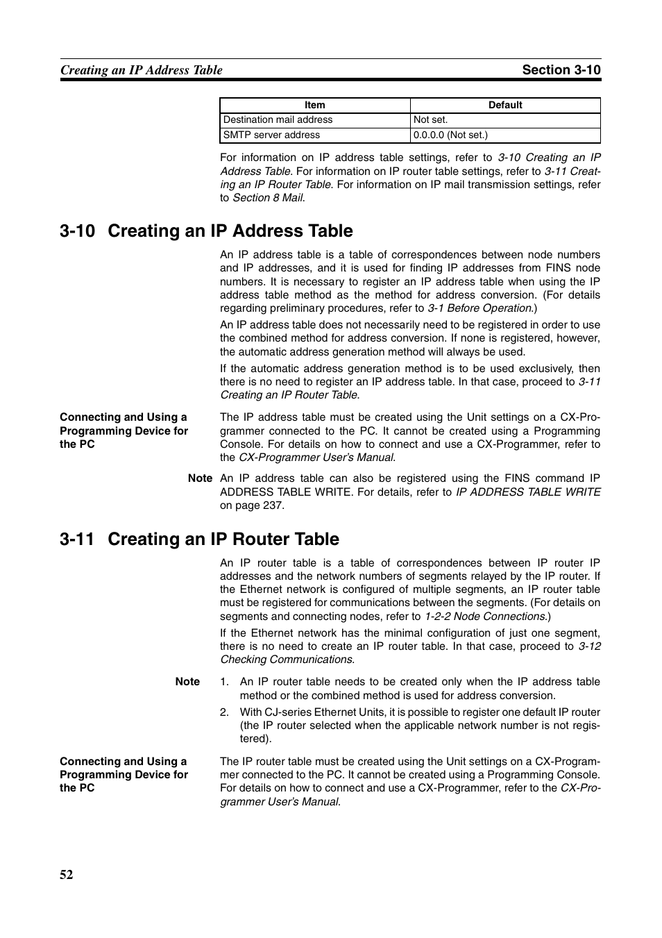 10 creating an ip address table, 11 creating an ip router table | Omron W343-E1-07 User Manual | Page 73 / 317