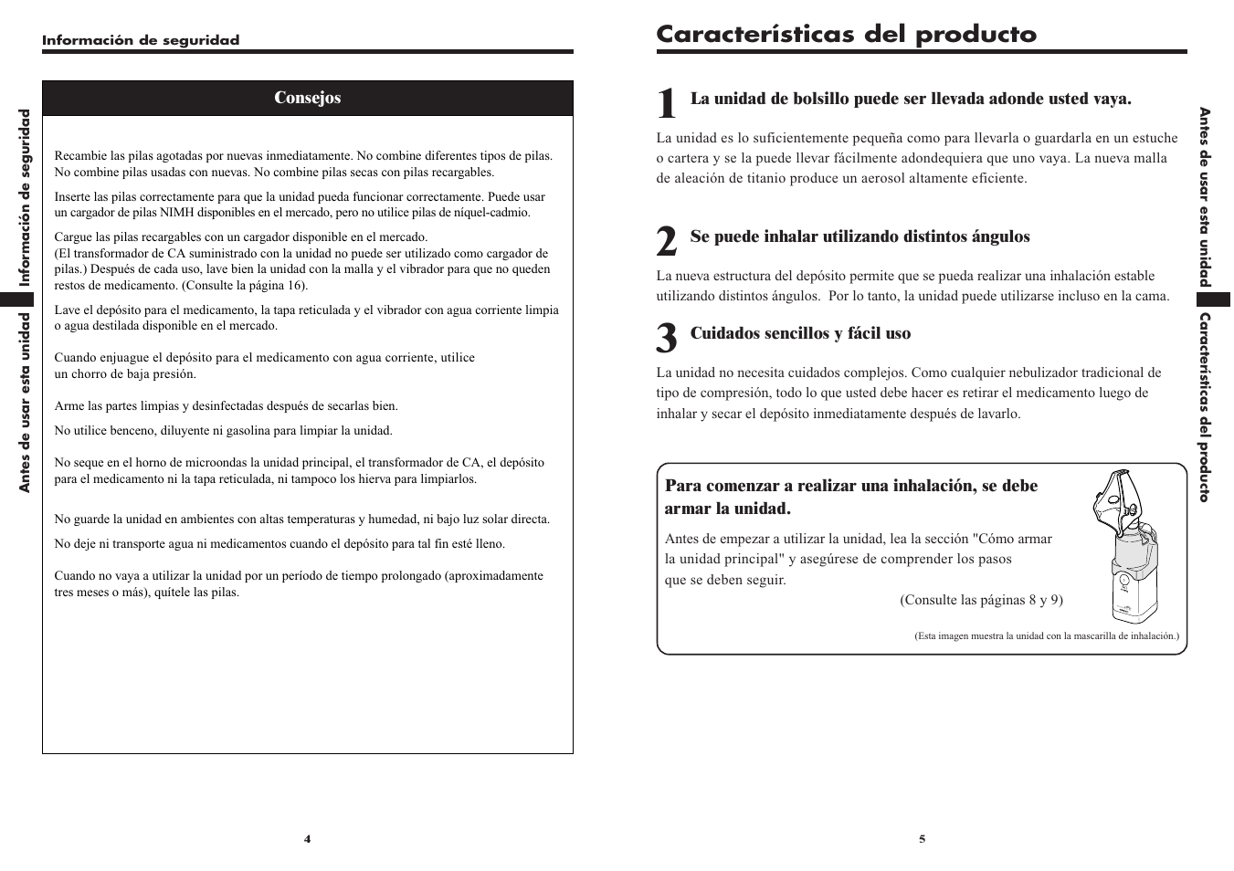 Características del producto | Omron VIBRATING MESH NEBULIZER NE-U22V User Manual | Page 27 / 37