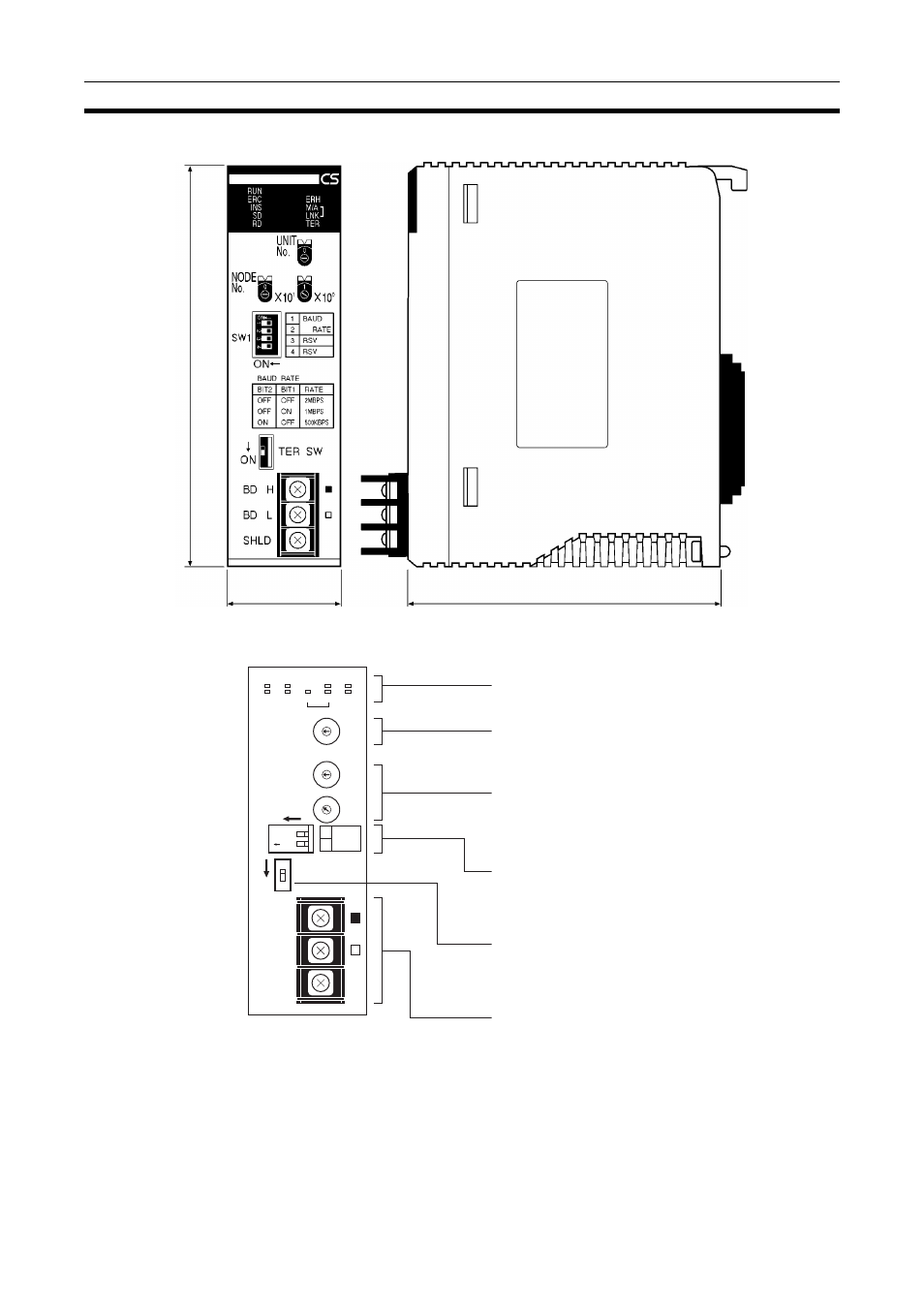 1-2 cj-series controller link units, Cj-series controller link units, Dimensions (unit: mm) | Omron CQM1H-CLK21 User Manual | Page 69 / 401