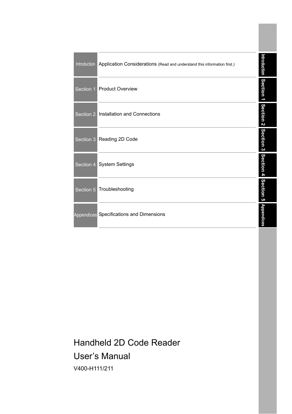 Introduction, Handheld 2d code reader user’s manual | Omron V400-H111 User Manual | Page 2 / 93