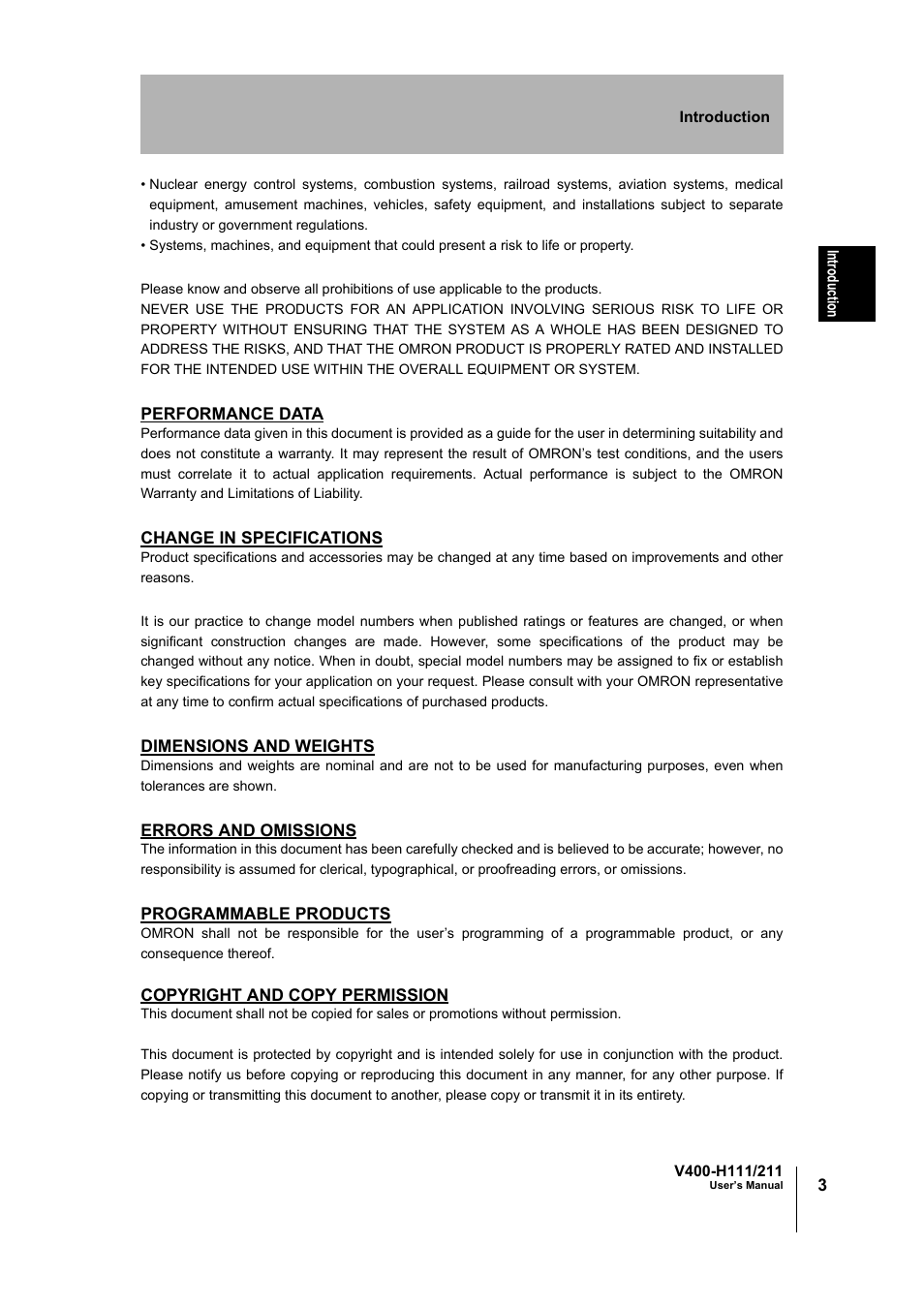Omron V400-H111 User Manual | Page 4 / 93