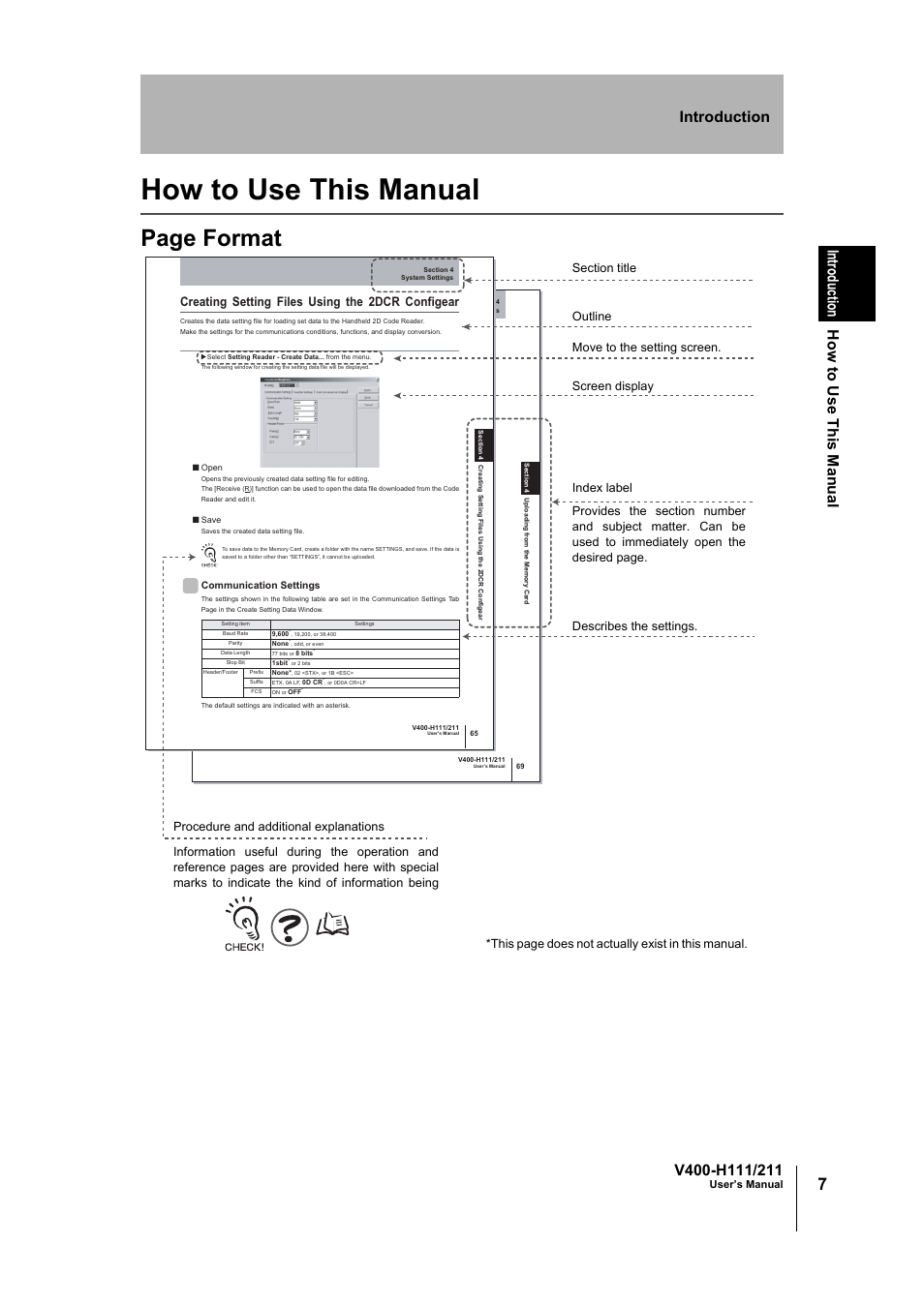 How to use this manual, Page format, Creating setting files using the 2dcr configear | Omron V400-H111 User Manual | Page 8 / 93
