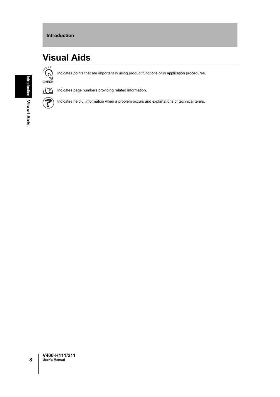 Visual aids | Omron V400-H111 User Manual | Page 9 / 93