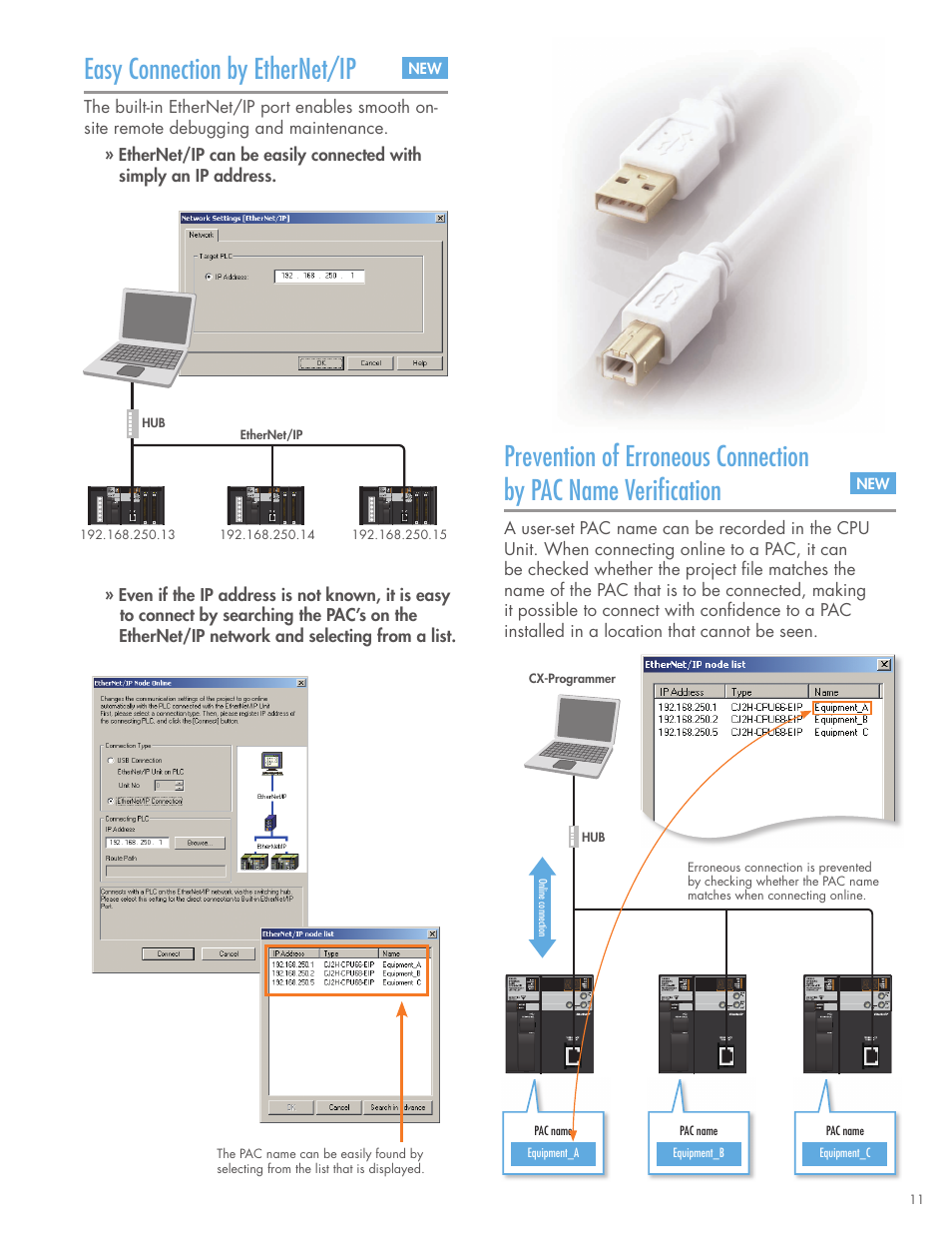 Easy connection by ethernet/ip | Omron CPU Unit CJ2 User Manual | Page 11 / 40