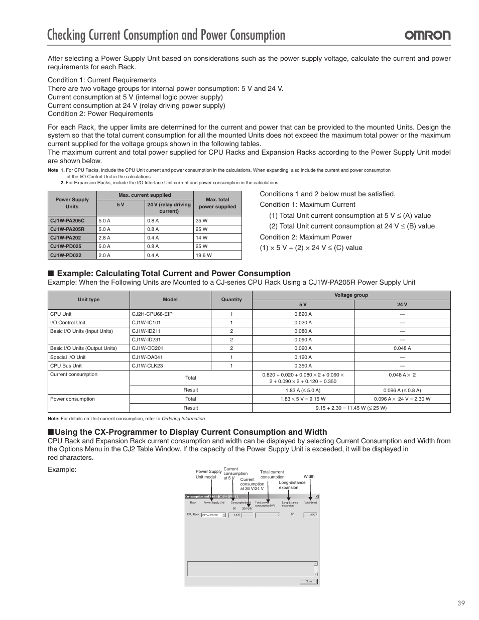 Checking current consumption and power consumption | Omron CPU Unit CJ2 User Manual | Page 39 / 40