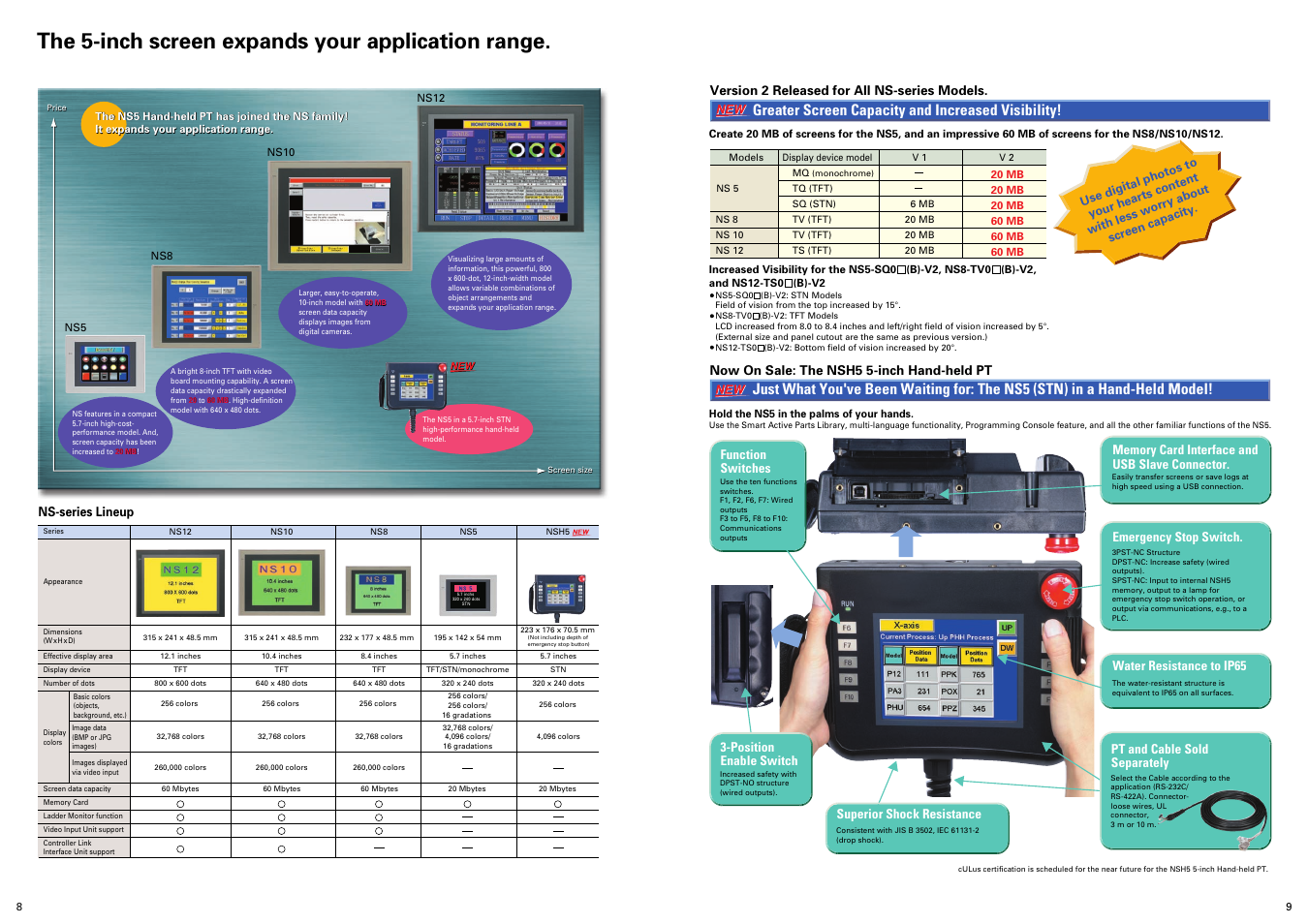 The 5-inch screen expands your application range, Greater screen capacity and increased visibility | Omron NS8-V2 User Manual | Page 5 / 13