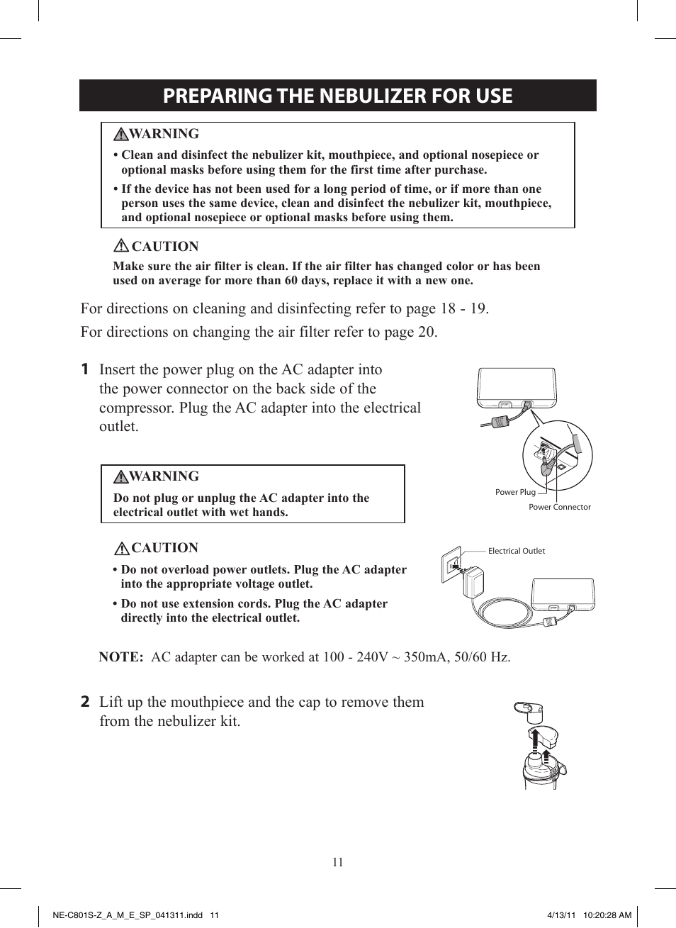 Preparing the nebulizer for use | Omron NE-C801 User Manual | Page 11 / 32