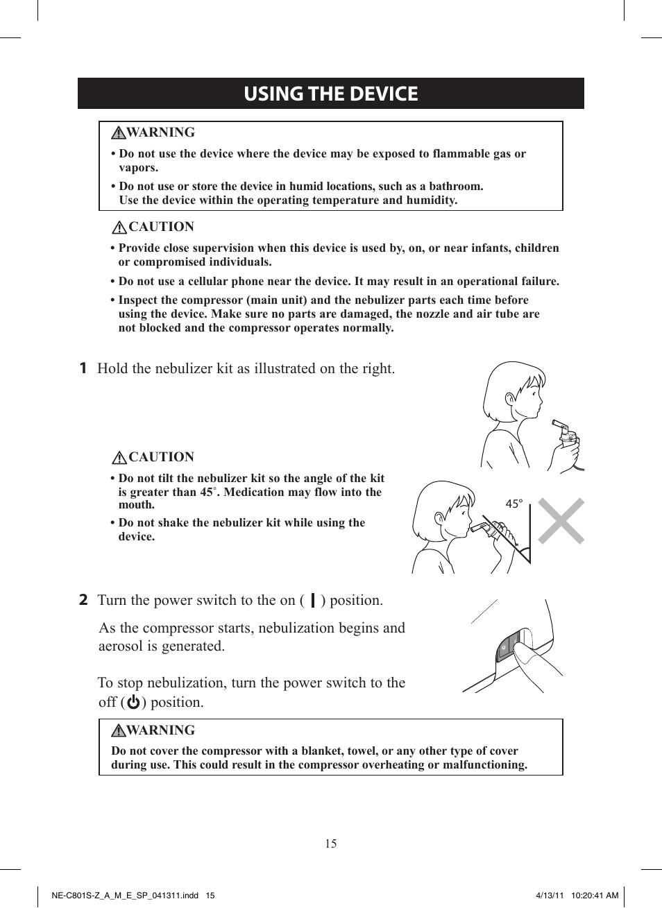 Using the device | Omron NE-C801 User Manual | Page 15 / 32