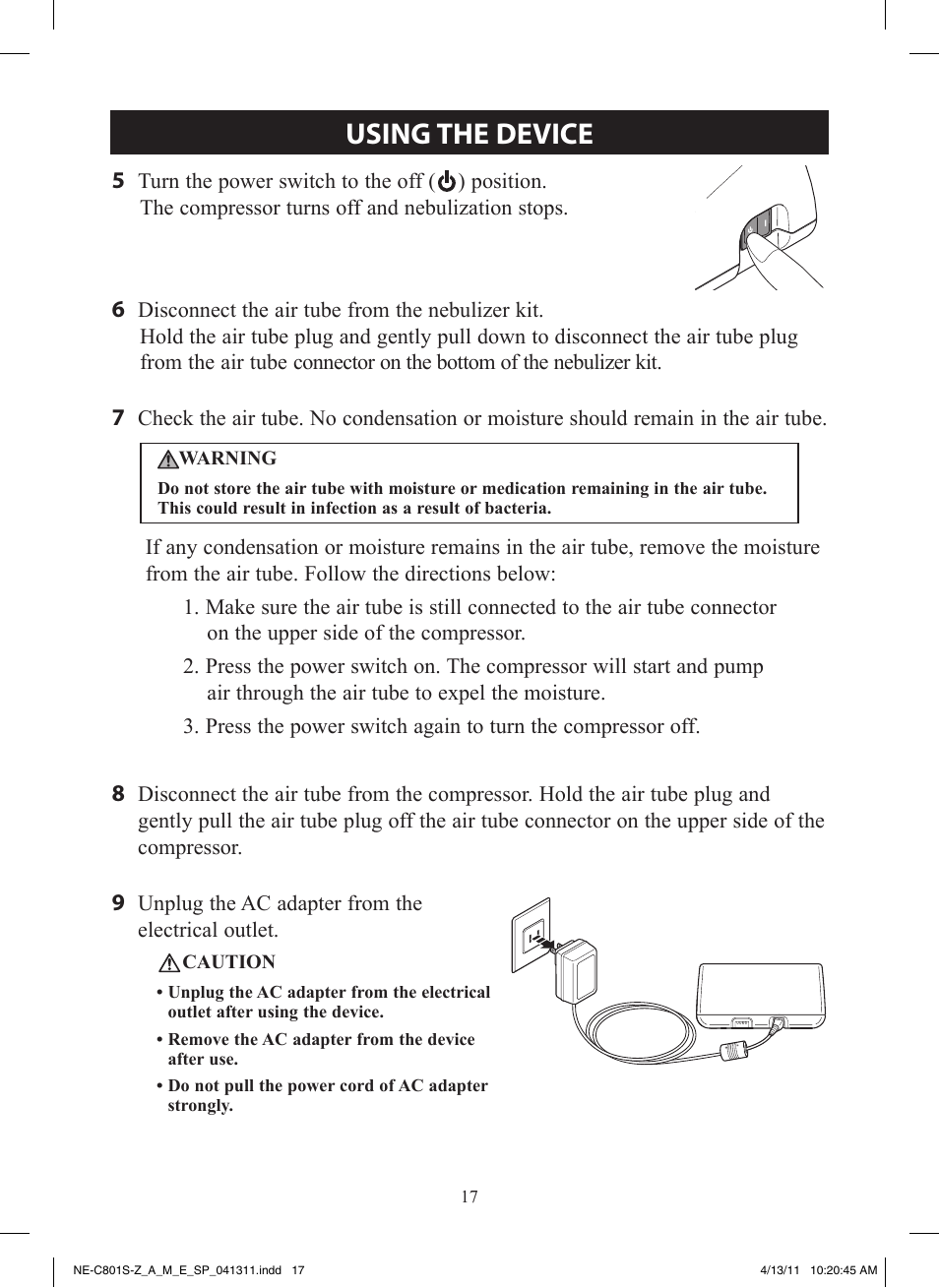 Using the device | Omron NE-C801 User Manual | Page 17 / 32