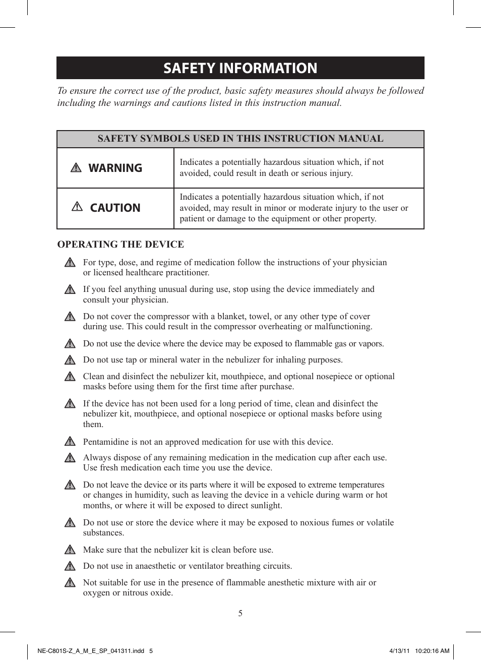 Safety information, Warning, Caution | Omron NE-C801 User Manual | Page 5 / 32