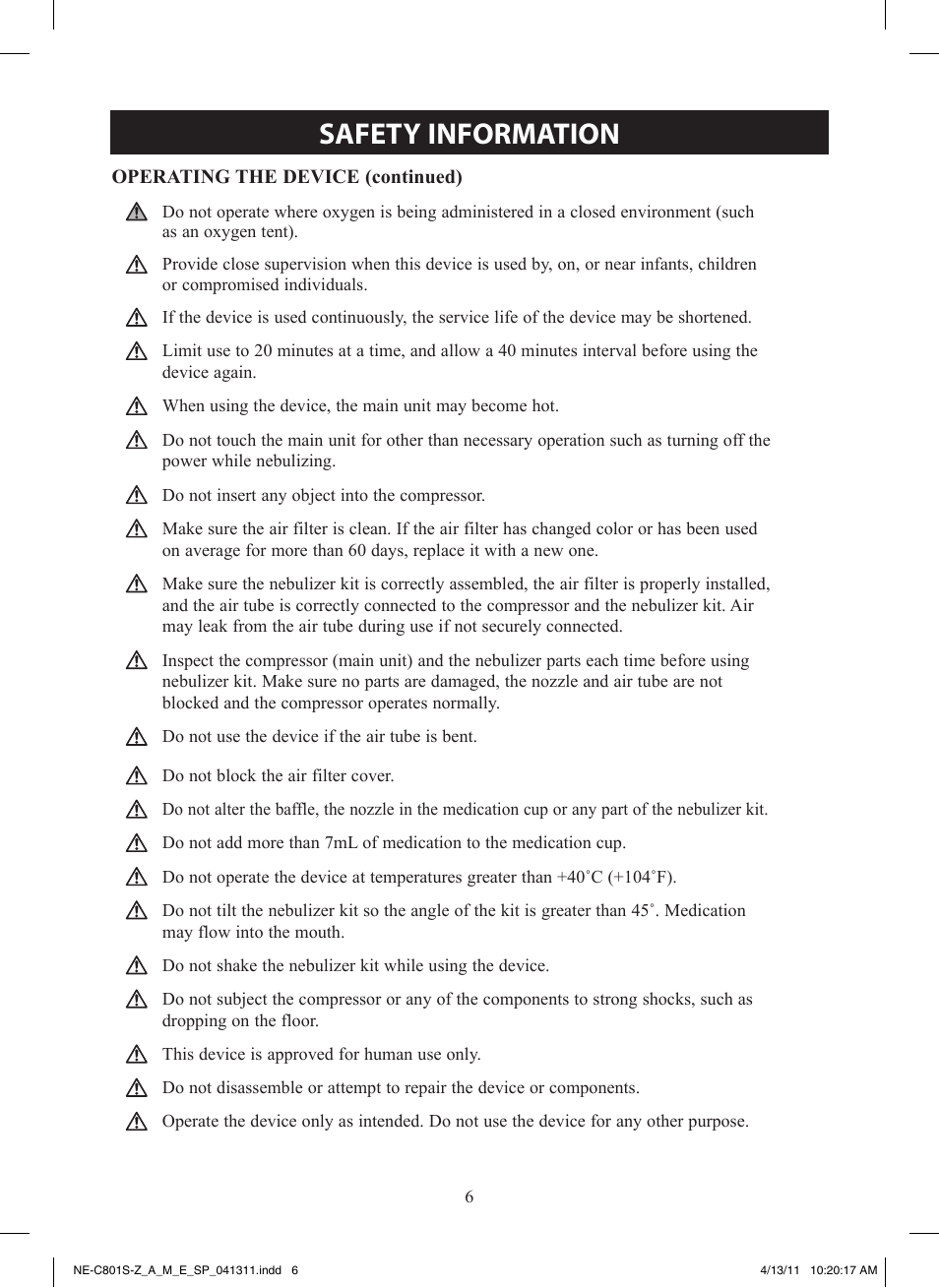 Safety information | Omron NE-C801 User Manual | Page 6 / 32