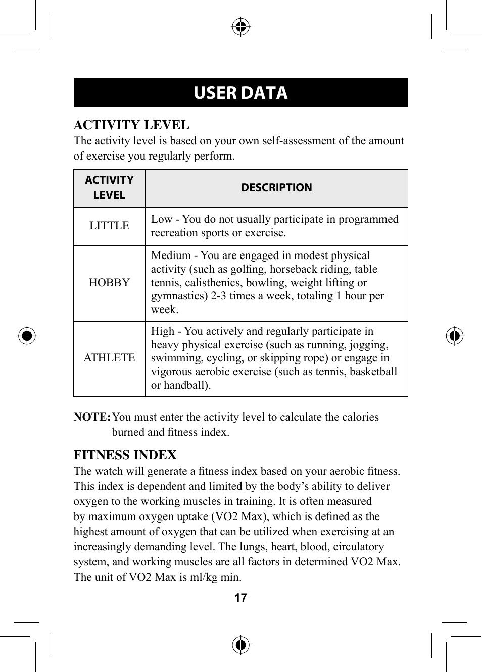 User data | Omron HR-310 User Manual | Page 17 / 32
