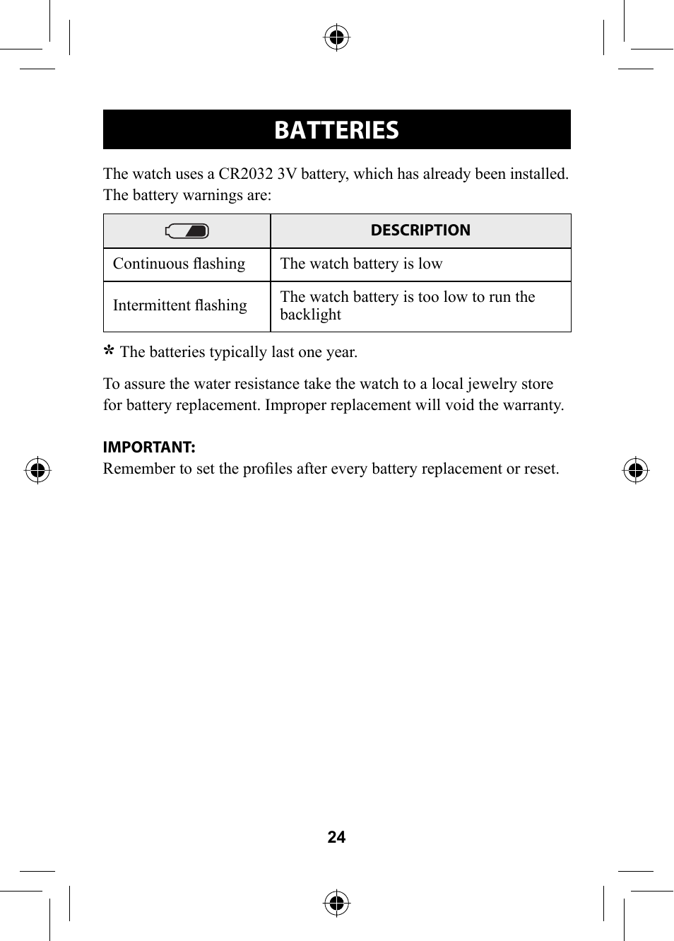 Batteries | Omron HR-310 User Manual | Page 24 / 32