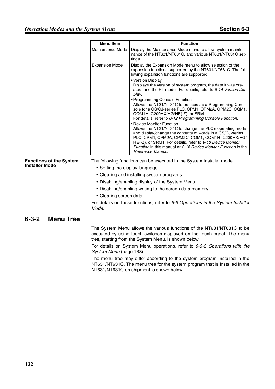3-2 menu tree, Menu tree | Omron Programmable Terminals NT631C User Manual | Page 149 / 315