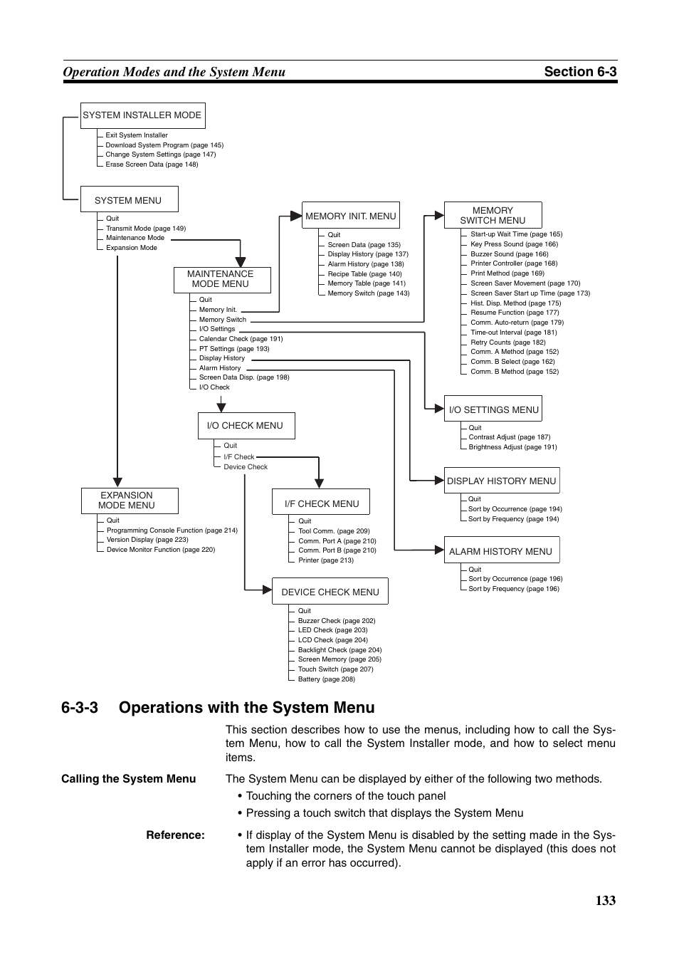3-3 operations with the system menu, Operations with the system menu, 3-3 operations with the sys- tem menu | Omron Programmable Terminals NT631C User Manual | Page 150 / 315