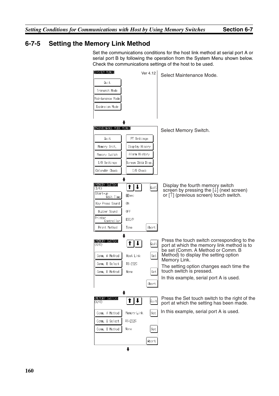 7-5 setting the memory link method, Setting the memory link method | Omron Programmable Terminals NT631C User Manual | Page 177 / 315