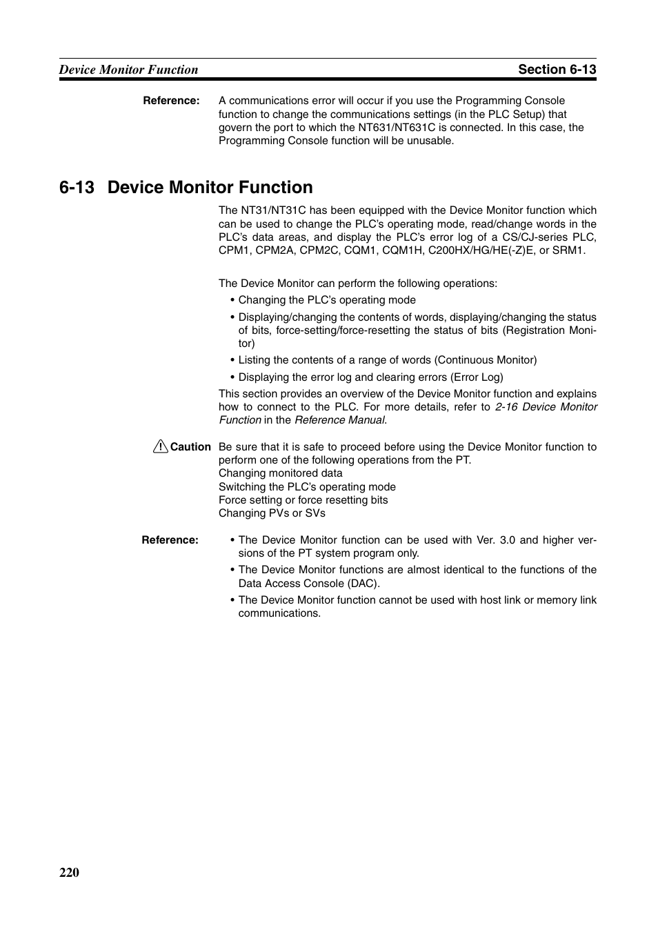 13 device monitor function, To 6-13 device monitor function i | Omron Programmable Terminals NT631C User Manual | Page 237 / 315