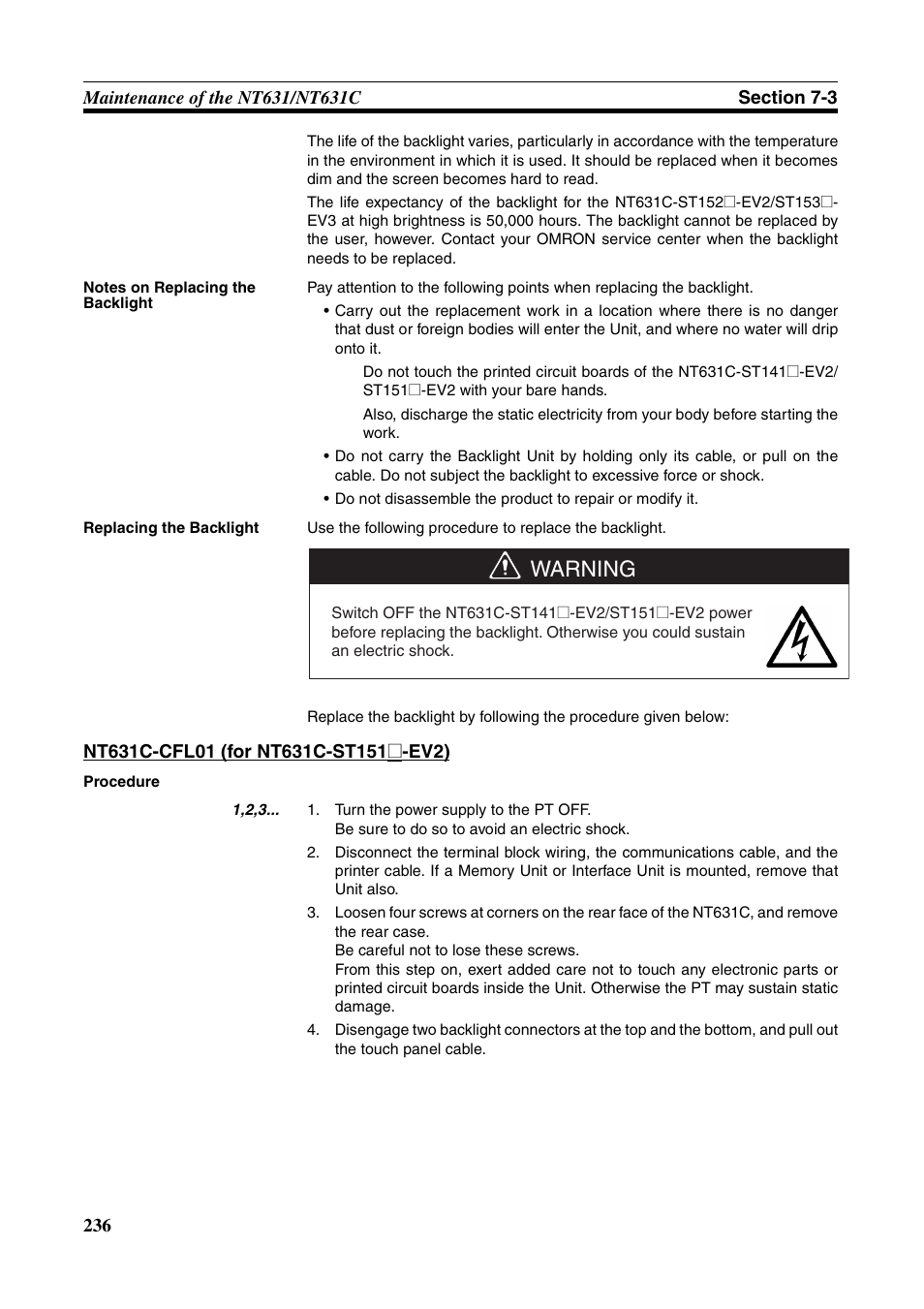 Warning | Omron Programmable Terminals NT631C User Manual | Page 253 / 315