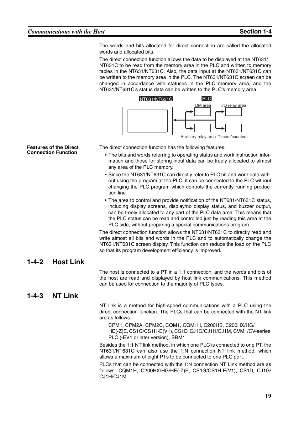 4-2 host link, 4-3 nt link, Host link | Nt link | Omron Programmable Terminals NT631C User Manual | Page 36 / 315