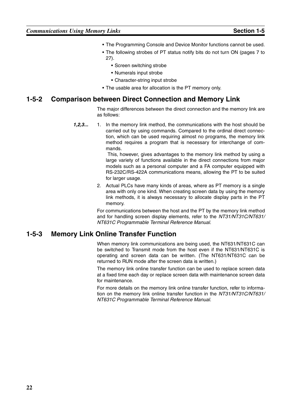 5-3 memory link online transfer function, Memory link online transfer function | Omron Programmable Terminals NT631C User Manual | Page 39 / 315
