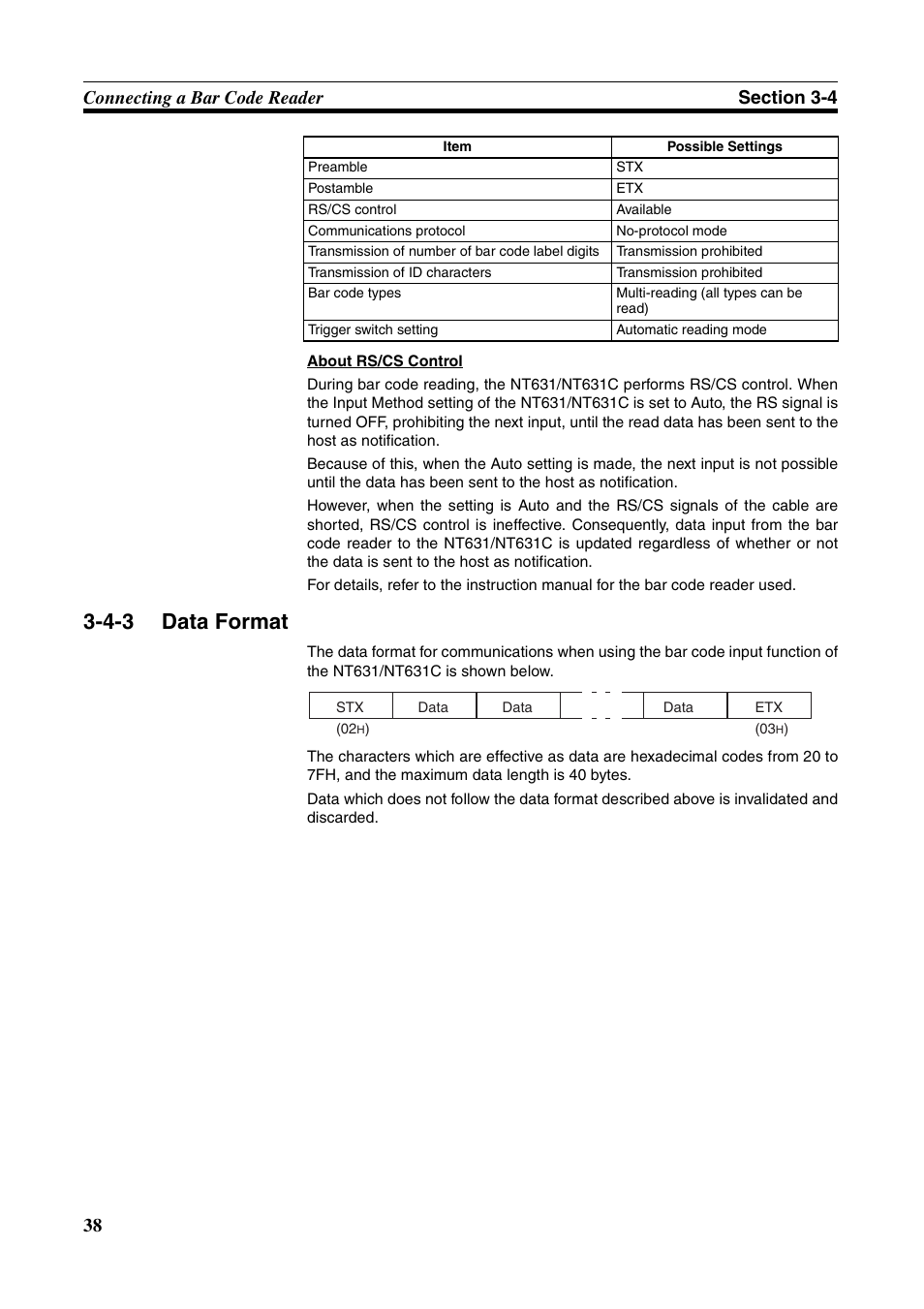 4-3 data format, Data format | Omron Programmable Terminals NT631C User Manual | Page 55 / 315