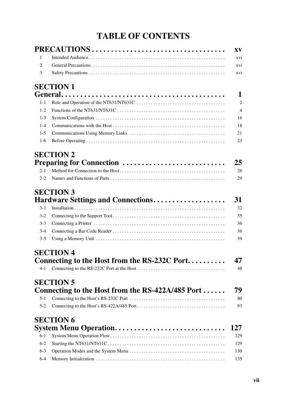 Omron Programmable Terminals NT631C User Manual | Page 6 / 315