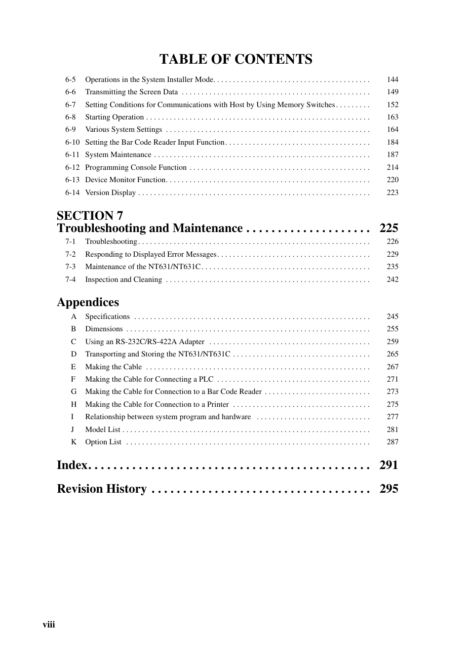 Omron Programmable Terminals NT631C User Manual | Page 7 / 315