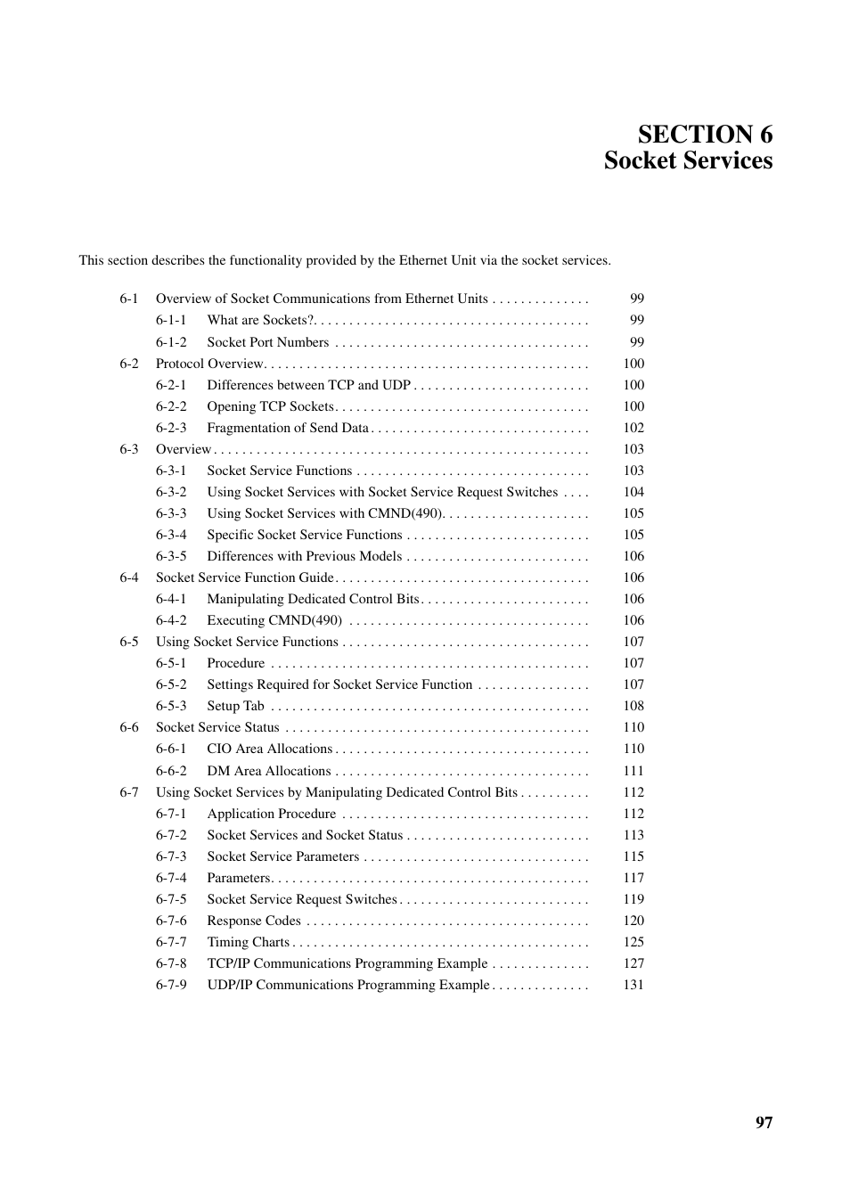 Section 6 socket services | Omron CS CJ1W-ETN21 User Manual | Page 121 / 242